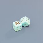 “일상 속 AI 건강 관리, 내 손안의 똑똑한 파트너” Two dice with ai letters and dots